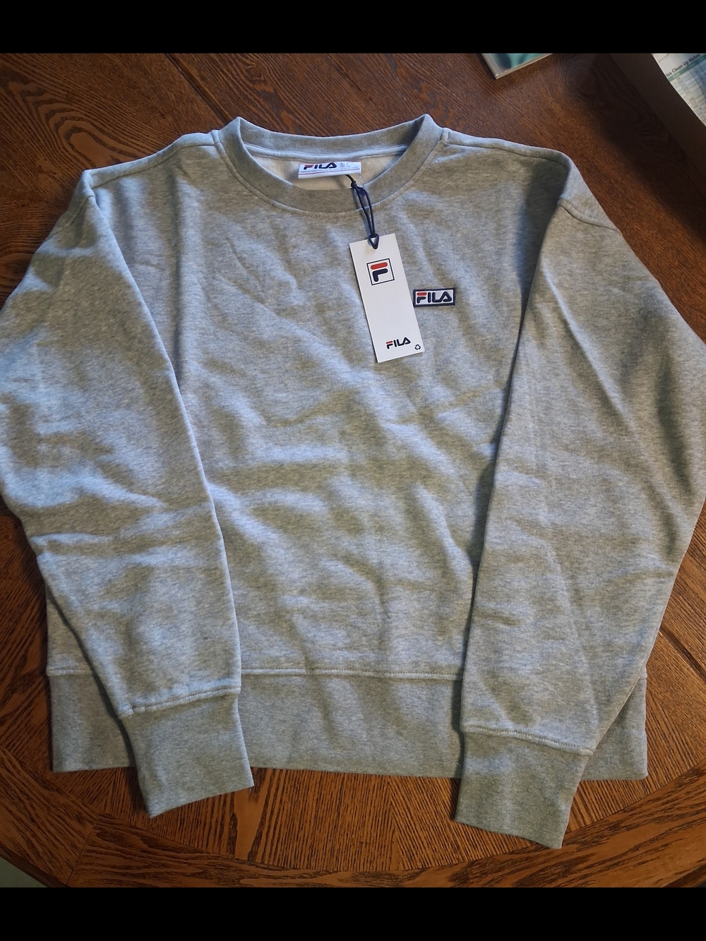 Fila Grey Men's Crewneck Sweatshirt with Logo Tag